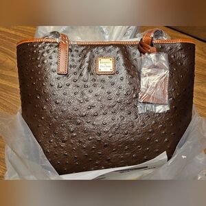 Dooney & Bourke Ostrich Tmoro Brown Chareleston  Tote